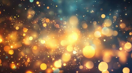 Golden and blue bokeh lights creating a festive atmosphere