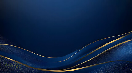 Wall Mural - blue luxury background with golden line, blue curve, shiny dots and glitter light effect. elegant st