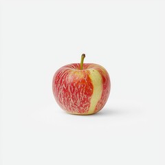 Poster - Red-yellow striped apple on white background; healthy food photography for recipe websites