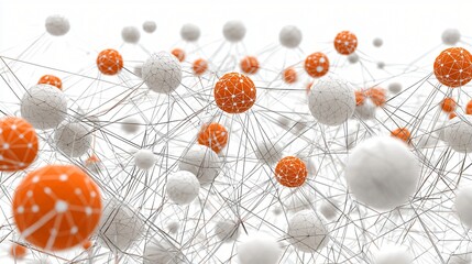 Network connection, spheres, global communication, abstract background, tech illustration