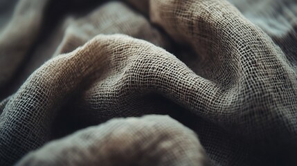 Textured Brown Burlap Fabric Close Up