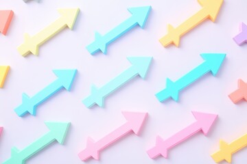 Leinwandbilder - Colorful arrows arranged in a playful pattern on a white background, creating a vibrant and dynamic visual display for design inspiration
