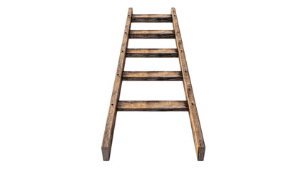 Aufkleber - A weathered wooden ladder stands upright against a black background, showing its rustic texture and simple design.