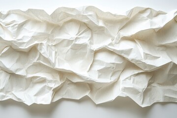 Fototapete - Crumpled white paper sheets displayed flat on a clean surface showcasing unique texture and patterns in soft natural light