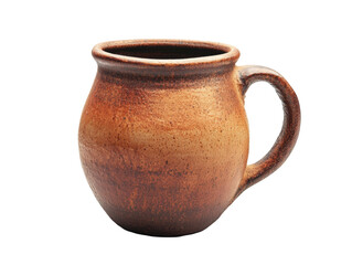 Wall Mural - Isolated Handmade Brown Ceramic Mug