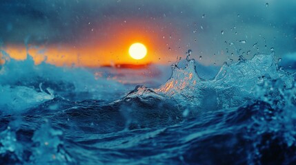 Wall Mural - Ocean Sunset Splash