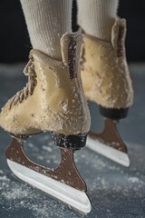 Poster - Close-up view of a pair of ice skates, ready for use on the frozen rink