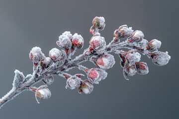 Wall Mural - A detailed view of a plant covered in frost, suitable for winter or nature-themed projects