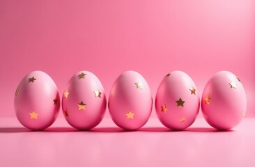 Wall Mural - Easter eggs on a pink background . A religious holiday. Colored eggs. Copy space