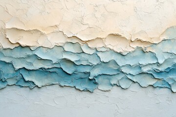 Poster - Textured abstract landscape with soft colors resembling ocean waves at sunset in a serene atmosphere