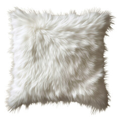 soft white fluffy pillow for home decor. a luxurious white faux fur pillow with a fluffy texture, pe