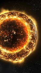 Wall Mural - bright solar surface with swirling flames and glowing corona during a stellar event in the vast univ