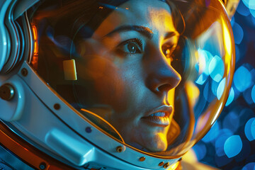 Wall Mural - cosmonaut in a protective spacesuit made generative ai technology