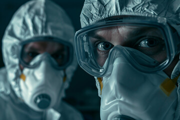 Wall Mural - man in a protective suit made generative ai technology