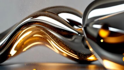 Wall Mural - flowing metallic shapes showcase intricate design and dynamic movement with shimmering golden accent