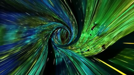 Wall Mural - colorful swirling vortex travels through an abstract space filled with vibrant light and motion effe