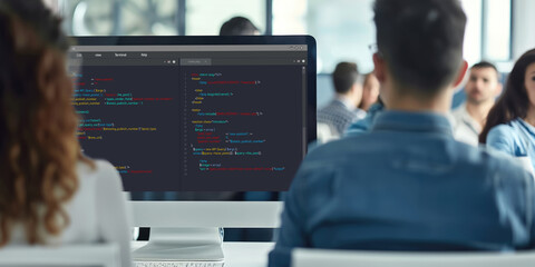 Wall Mural - software development programming on computer screen for brisk application and program coding