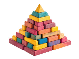 Wall Mural - Isolated Pyramid of colorful wooden blocks