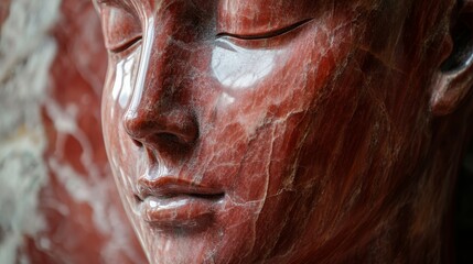 Wall Mural - Red marble head sculpture