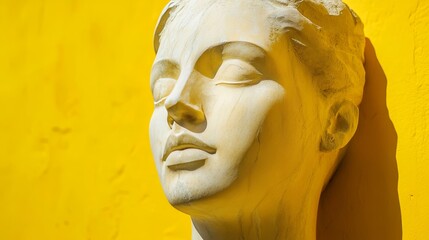 Wall Mural - Yellow marble head sculpture