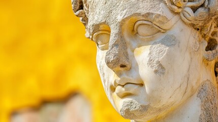 Wall Mural - Yellow marble head sculpture