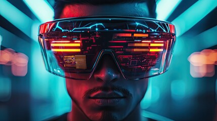 Poster - Explore the world of futuristic smart glasses featuring augmented reality displays that blend technology and innovation for an immersive user experience.