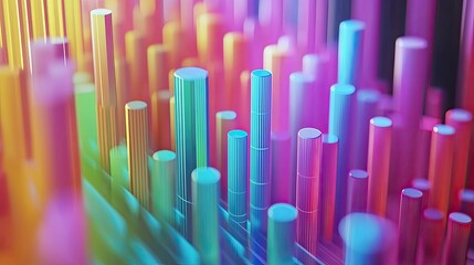 Aufkleber - Abstract Digital Visualization of Data Charts and Graphs with Vibrant Colors Representing Technology and Analytical Insights in a Modern Environment
