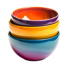 Modern Set of Nested Mixing Bowls with Vibrant Ombre Isolated on Transparent Background