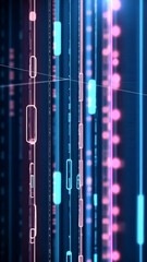 Wall Mural - colorful glowing lines create an abstract visual representation of data transmission in a futuristic