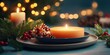 © xbzz - Festive holiday table ideas with colorful ornaments and twinkling lights evening glow in a cozy setting