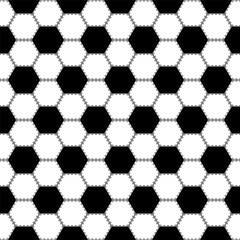 Wall Mural - soccer ball seamless pattern. repeating black football print isolated on white background. abstract 