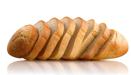 Sliced bread isolated on white background. Fresh and versatile, ideal for breakfast, recipes, or food advertising. Clean, professional presentation for commercial use