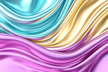 Sticker - Molten chromatic metal creates vibrant gradients of cyan, magenta, and gold in a dynamic abstract wave display