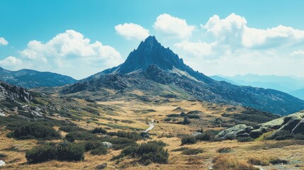 Sticker - Majestic Mountain Peak and Scenic Valley Landscape