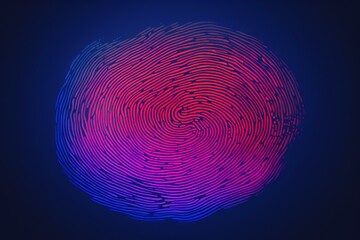 Wall Mural - fingerprint glowing with red and blue light representing identity, security, and access control in d