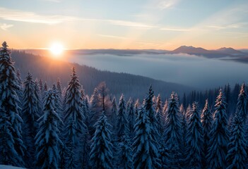 Wall Mural - sunset in the mountains