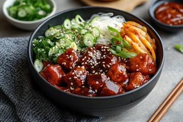 Wall Mural - Korean dish with fried dak galbi sauce