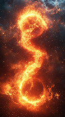Wall Mural - fiery, glowing, and twisted line of fire in space. the fire is orange and yellow, and it is moving t