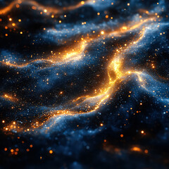 Wall Mural - the image is a beautiful, glowing blue and orange wave of light. the colors are vibrant and the ligh