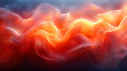 Wall Mural - red and orange wave with a dark background. the wave is made up of small dots and it looks like it's