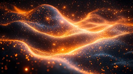 Wall Mural - A background of swirling, digital particles forming a vortex of light.