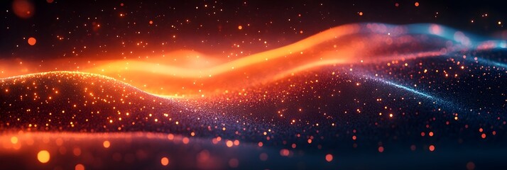 Wall Mural - A background of swirling, digital particles forming a vortex of light.