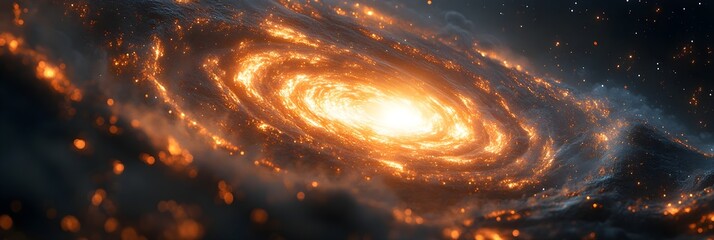 Wall Mural - A background of swirling, digital particles forming a vortex of light.