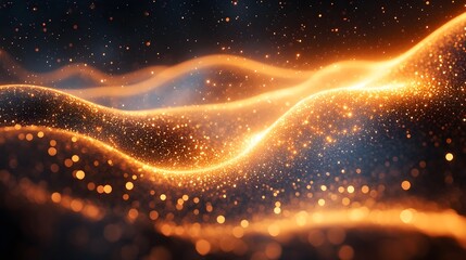 Wall Mural - A background of swirling, digital particles forming a vortex of light.