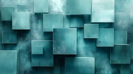 Wall Mural - A background of transparent rectangles in muted teal and gray.