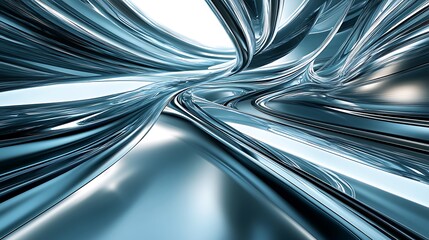Abstract Metallic Blue Swirling Forms Design