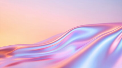 Wall Mural - pastel gradient waves: smooth iridescent silk texture in soft light