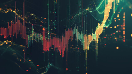 Wall Mural - Abstract black background with Colorful charts and graphs with statistics to innovative analyze business potential and forecast future development of companies growth.