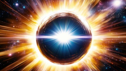 radiant celestial phenomenon: bright cosmic energy burst in starry space