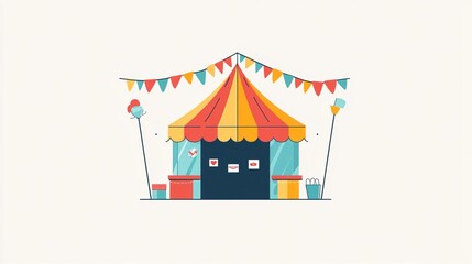 Wall Mural - Modern Webpage Template Design with Ecommerce Tent Flat Vector Illustration
